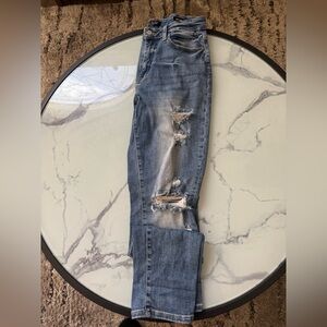 Judy Blue Ripped Denim Straight Leg Boyfriend Jeans